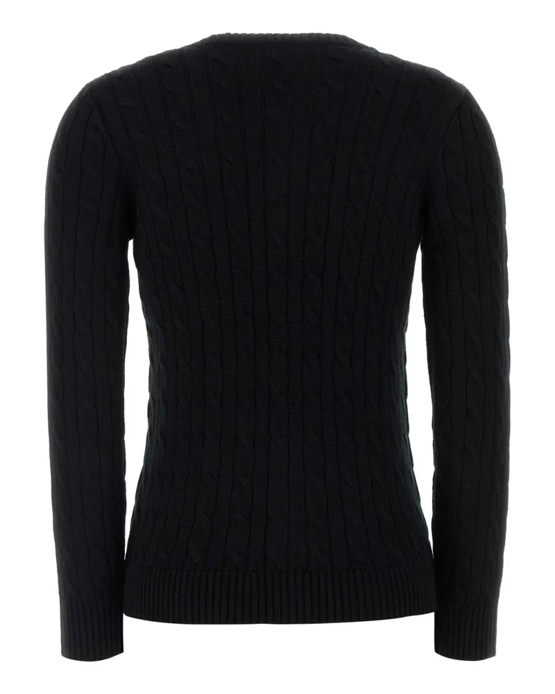Ralph Lauren Cable-Knit Cotton Blend Cardigan — Black Black