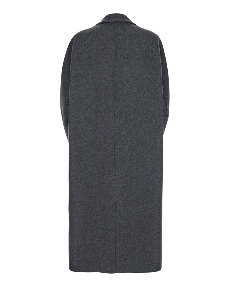 Max Mara Women's Grey Coat With Notched Revers Virgin Wool Gray