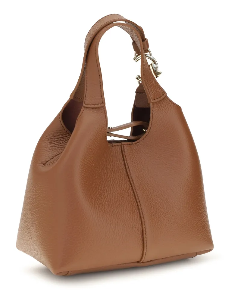 Coccinelle Women's C-Easy Small Handbag Cognac Calf Leather Bos Taurus Handbags Hand Bags Brown