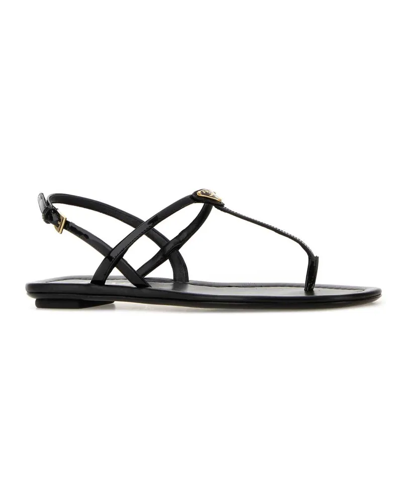 Prada Women's Black Leather Thong Sandals Nero Slippers Flat Shoes Nero