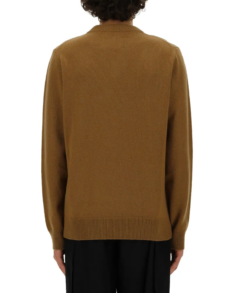 Jil Sander Wool-Blend V-Neck Sweater — Beige Beige