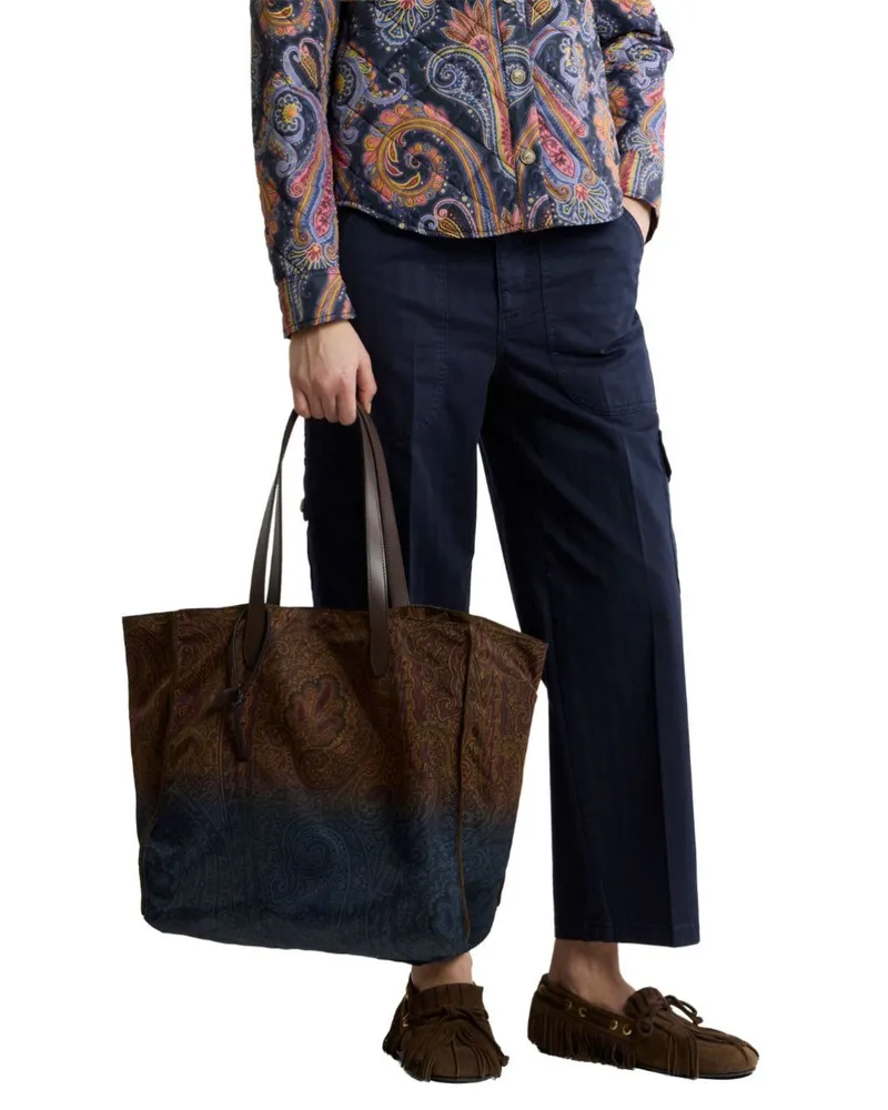 Etro Unfold Me Nylon Tote Bag — Brown Brown