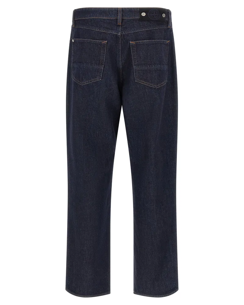 Stone Island Men's Blue Cotton Straight-Leg Jeans Clothing Blue