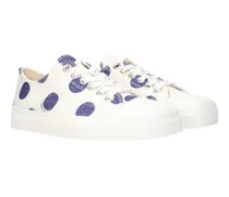 Polka-Dot Canvas Sneakers — White