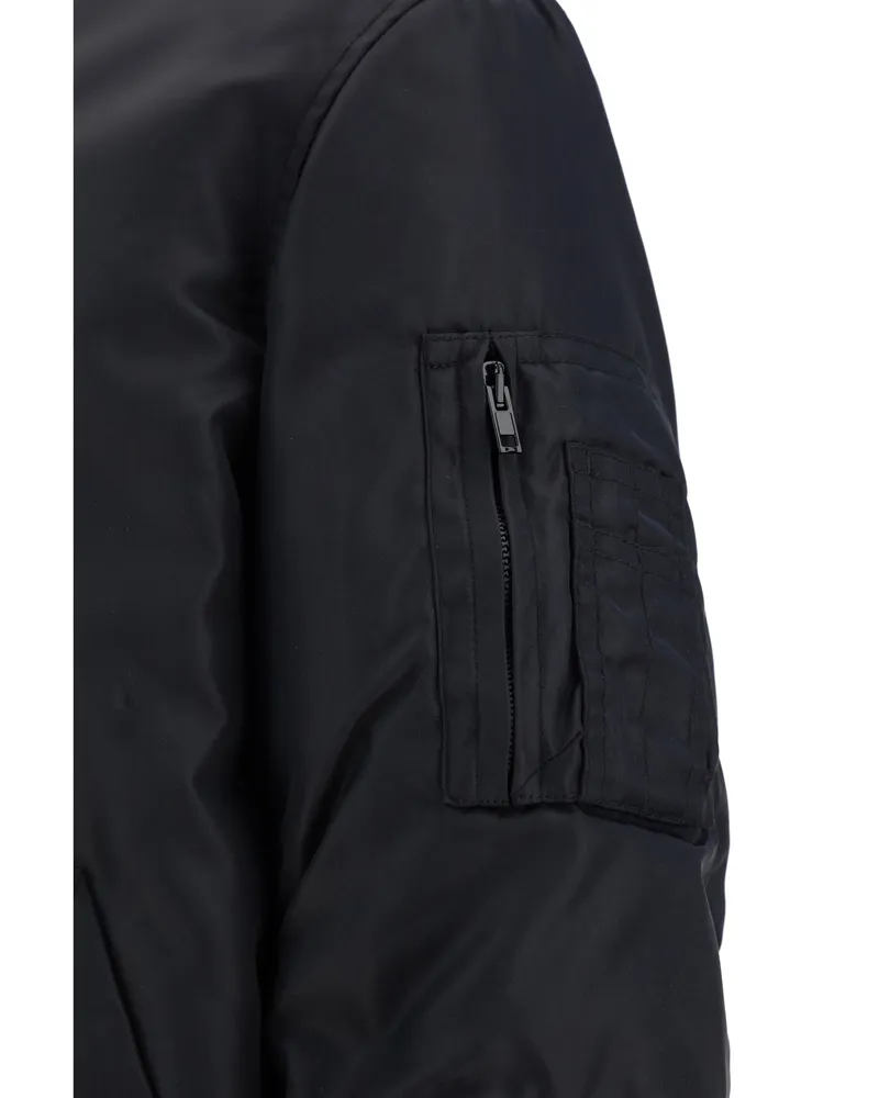 Moschino Men's Bomber Jacket Zip-Up Black Polyamide Black