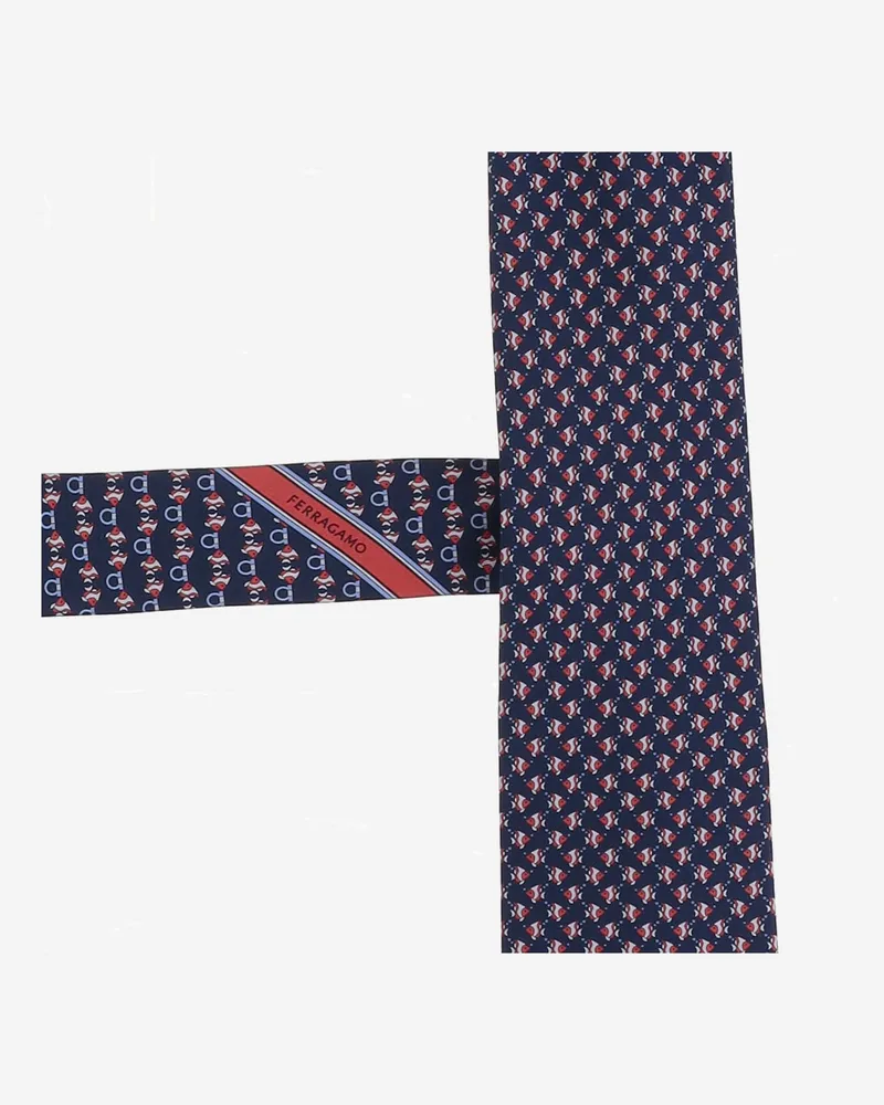 Ferragamo Men's Silk Tie Multicolour Ties & Bow Navy