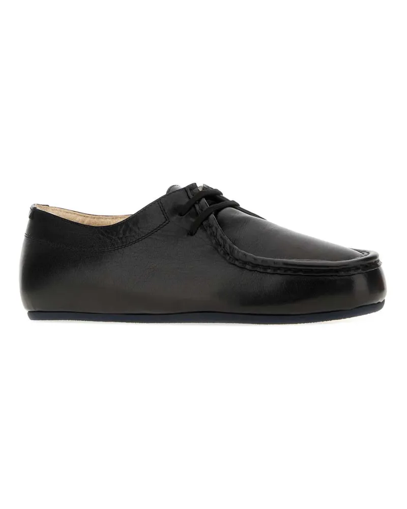 Jil Sander Women's Black Leather Lace-Up Shoes 001 Mocassini Loafers Black