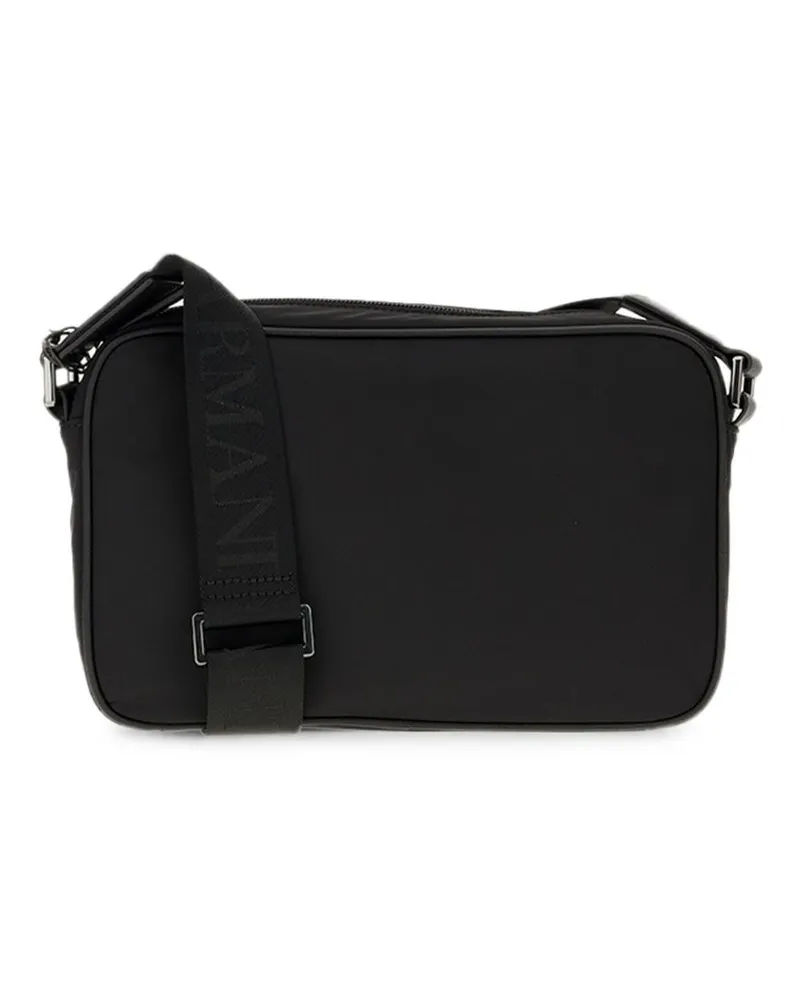 Emporio Armani Logo-Embossed Nylon Crossbody Bag — Black Black