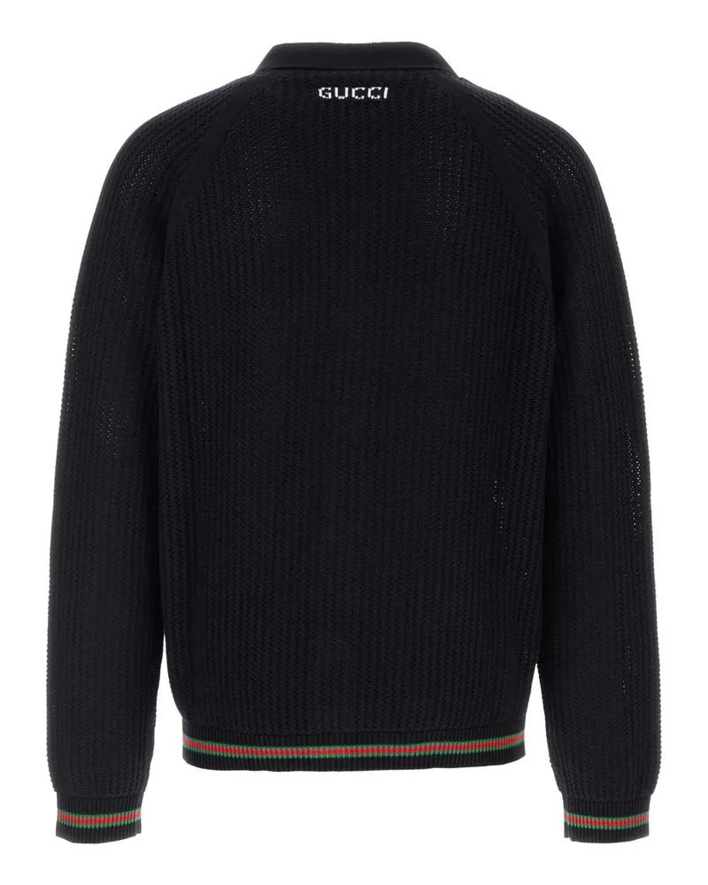 Gucci Men's Midnight Blue Crochet Cardigan Navygreenred Cottondomestic Buffalo Maglieria Navy