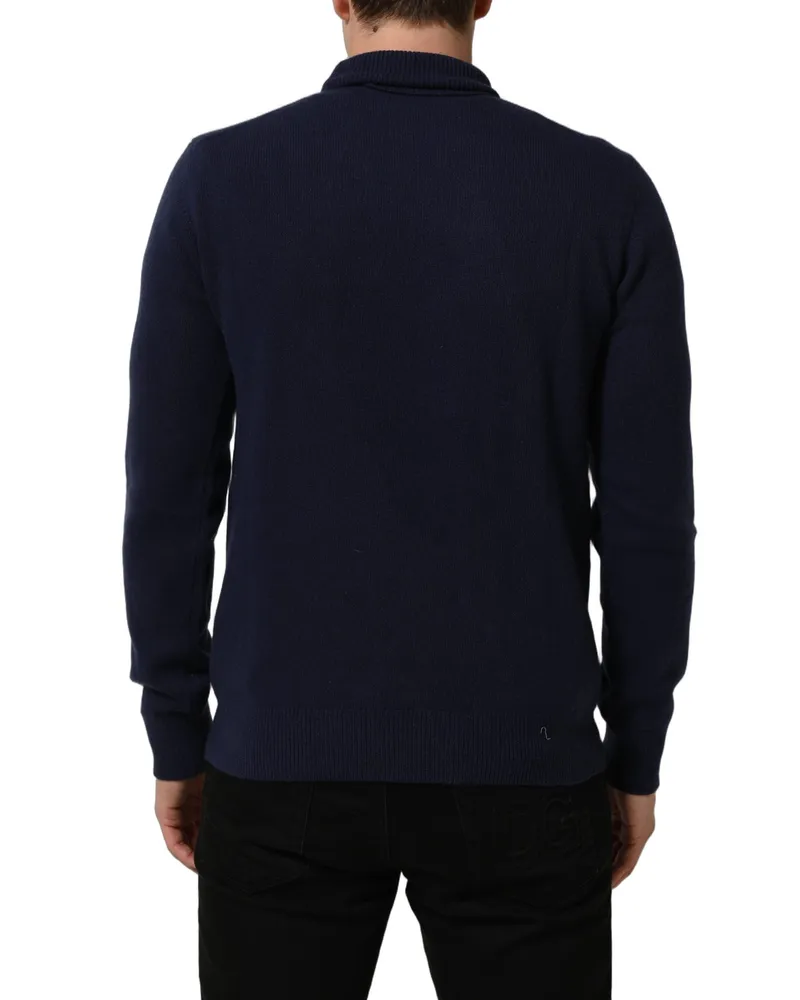 Dolce & Gabbana Men's Blue Wool Knit Turtleneck Pullover Sweater Virgin Cashmere Clothing Navy