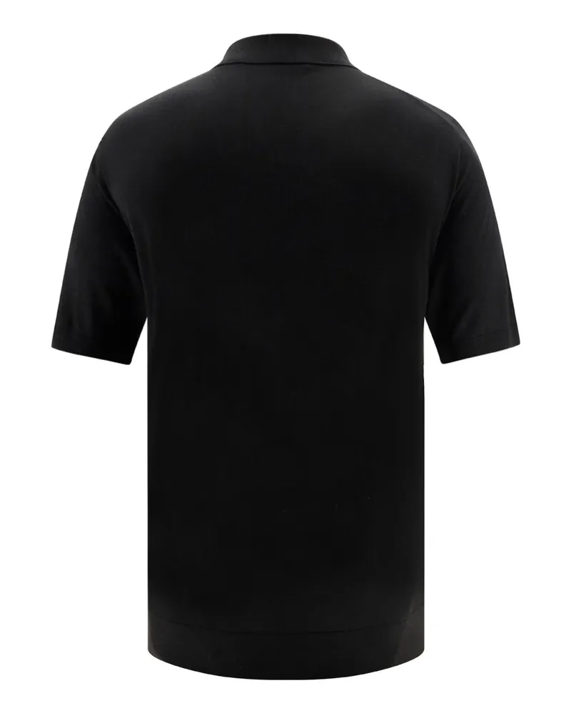 Prada Men's Virgin Wool Polo Shirt Nero Fleece Ovis Aries T-shirts And Polos Black