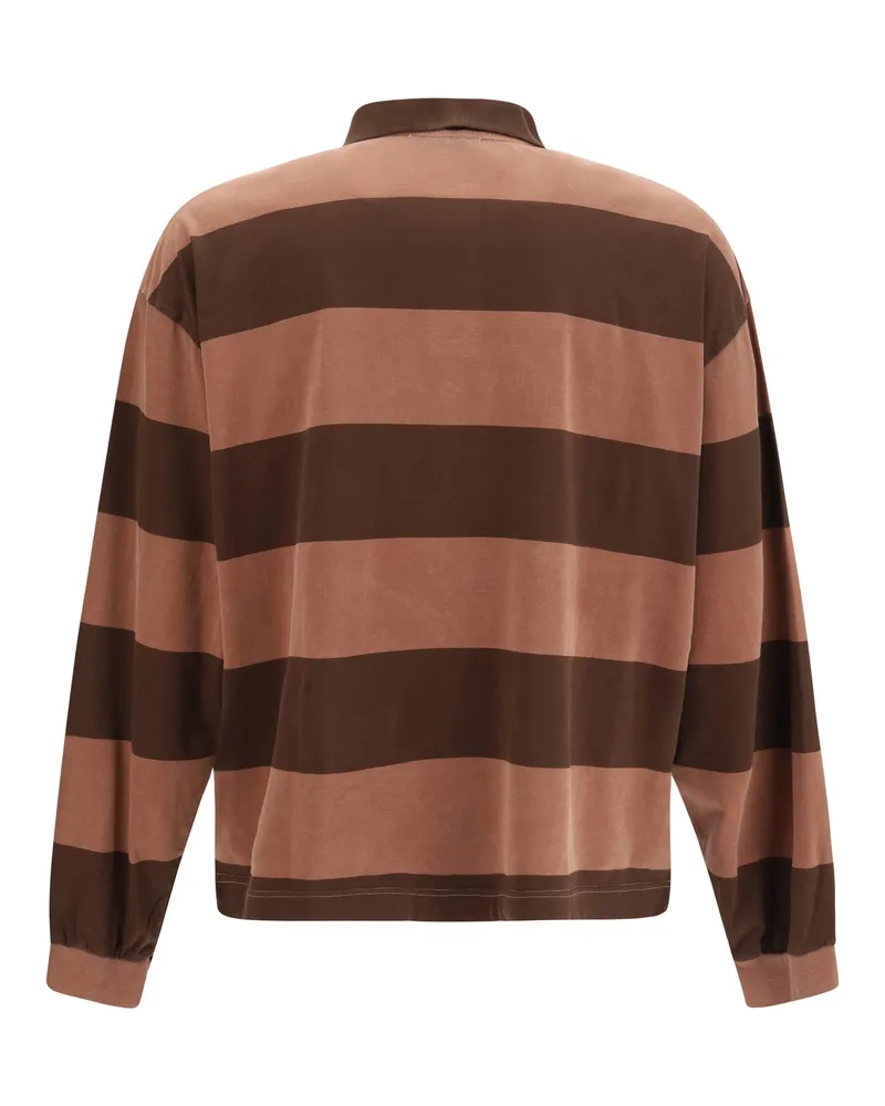 REPRESENT Men's Striped Owners Club Rugby Polo Sienna Cotton Shirts T-shirts And Polos Bronze