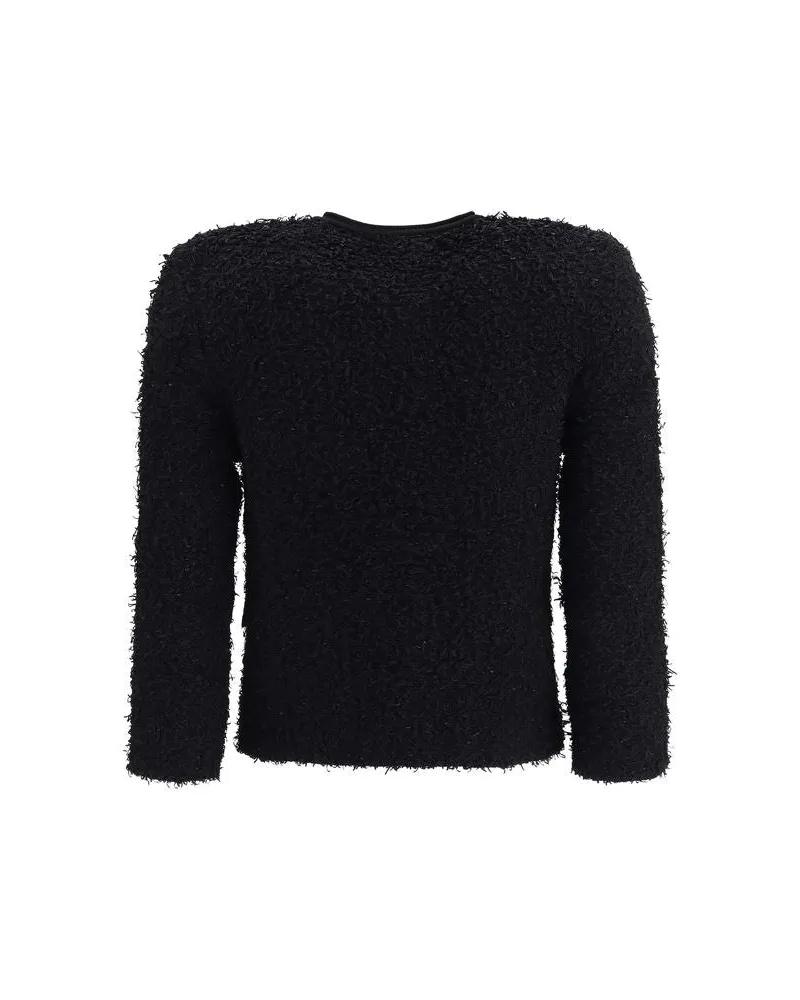 Balmain Double-Breasted Tweed Blazer — Black Black