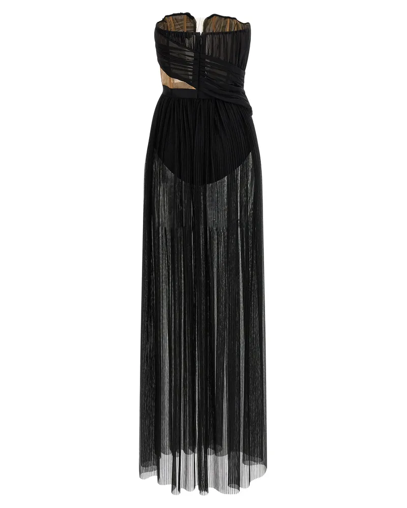 Nensi Dojaka Women's Black Viscose Long Dress Black