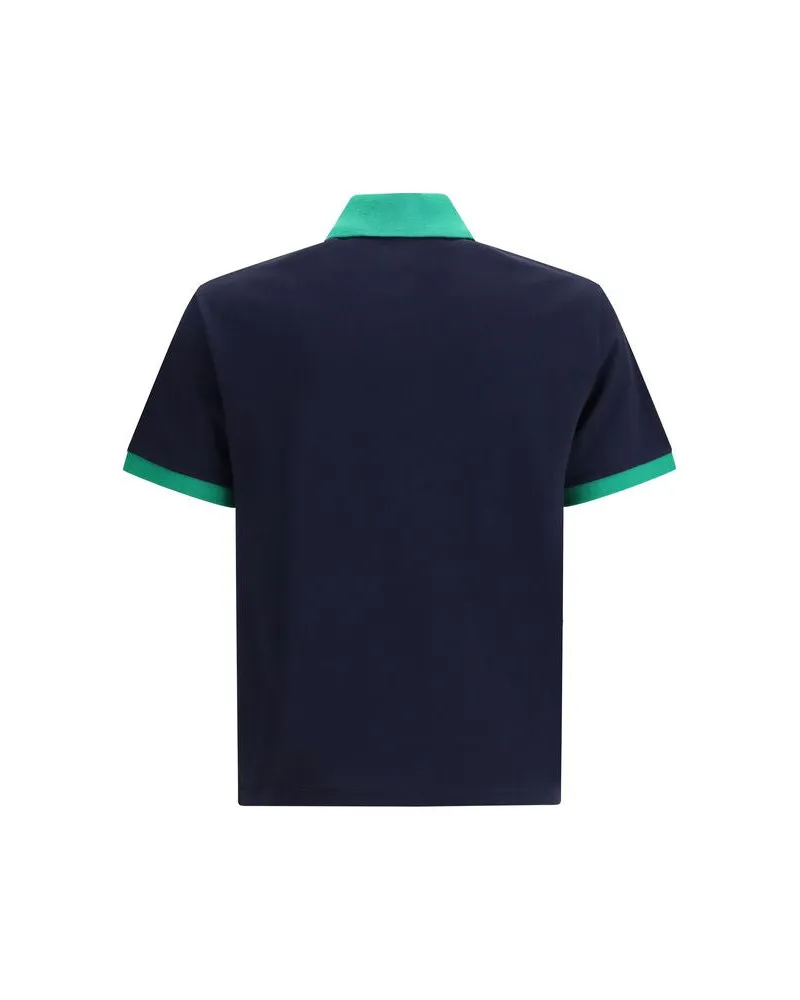 Versace Men's Blue Cotton Polo Shirt Navy