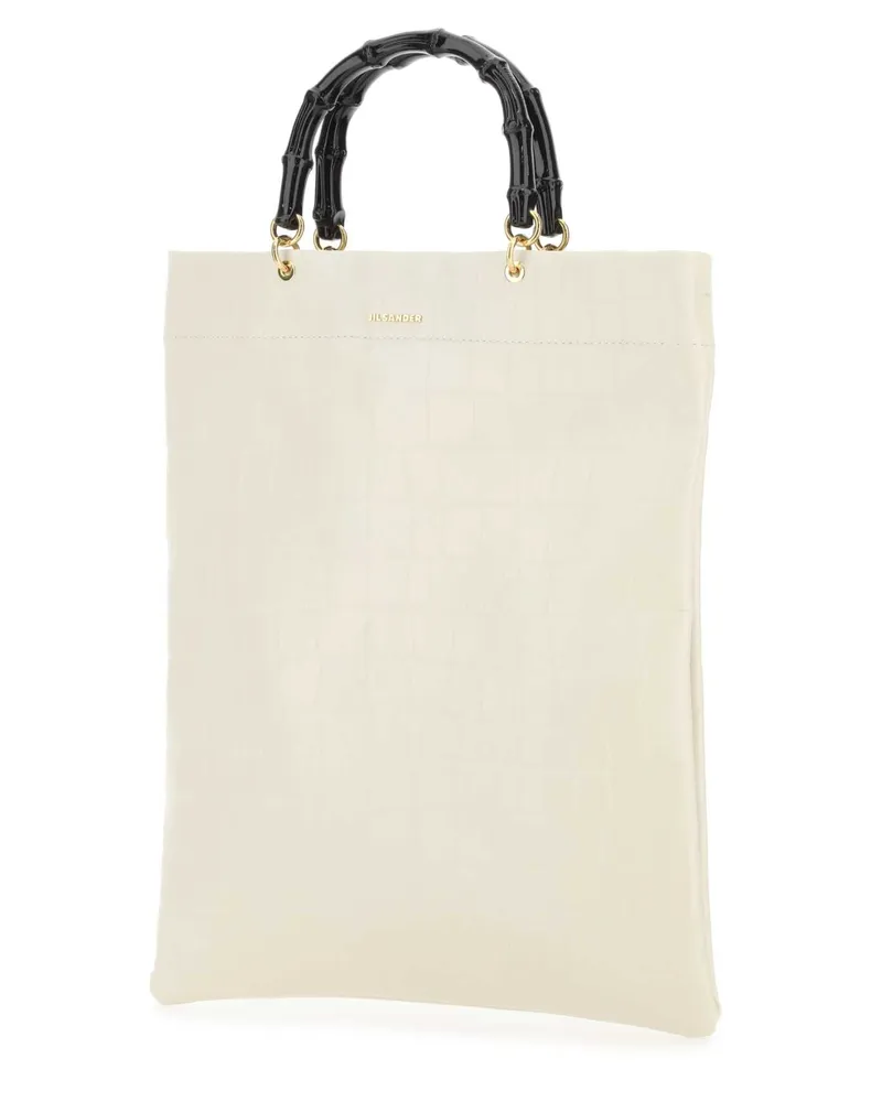 Jil Sander Women's Ivory Leather Medium Shopping Bag 105 Borse A Mano White