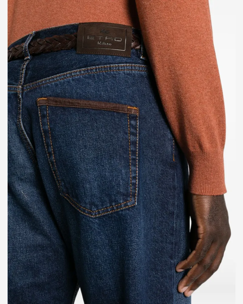 Etro Straight-Leg Cotton Jeans — Blue Blue