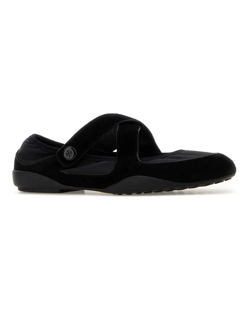 Tory Burch Women's Black Fabric And Suede Romy Ballerinas Ballerine Flat Shoes Black