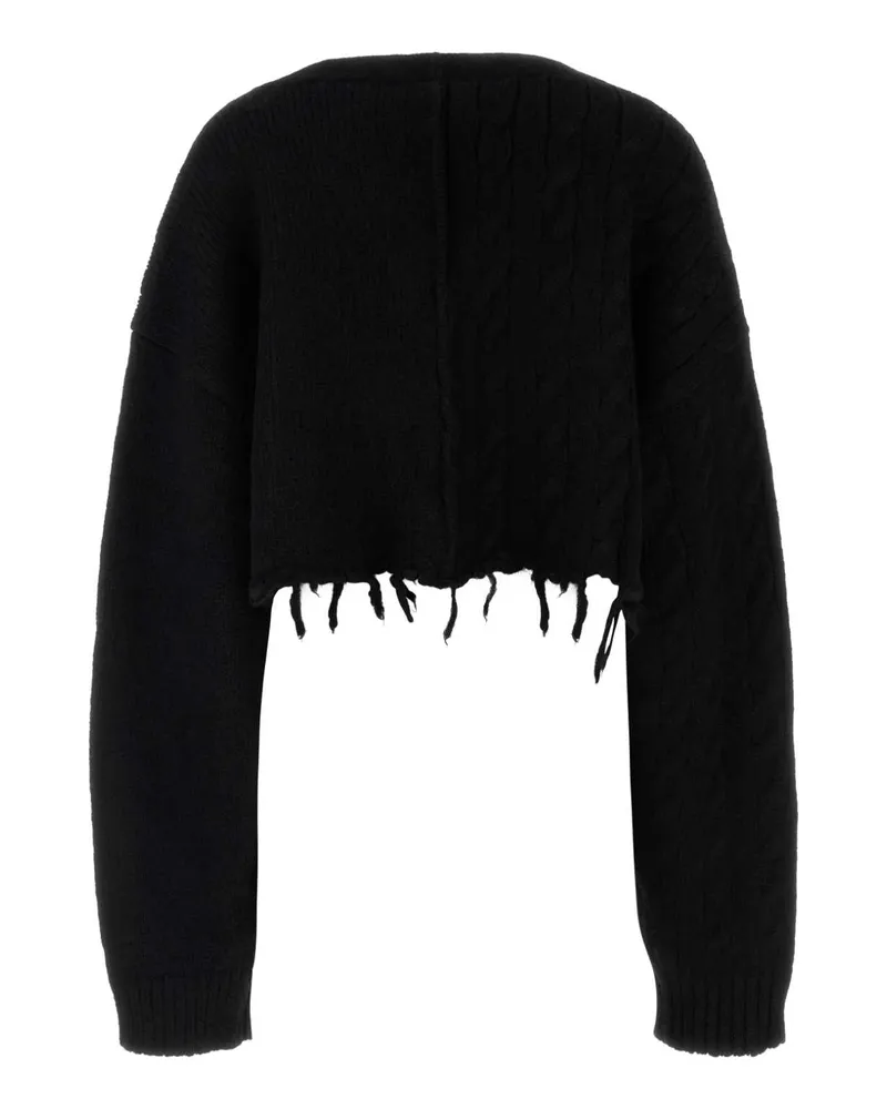 VETEMENTS Women's Cropped Cardigan Black Alpaca Nylon Wool Black