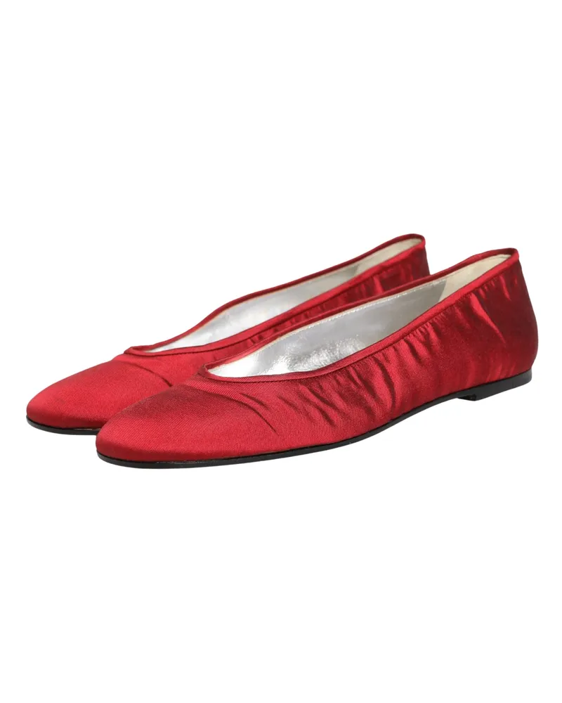 Dolce & Gabbana Women's Red Satin Fabric Ballet Slip On Flats Shoes Red