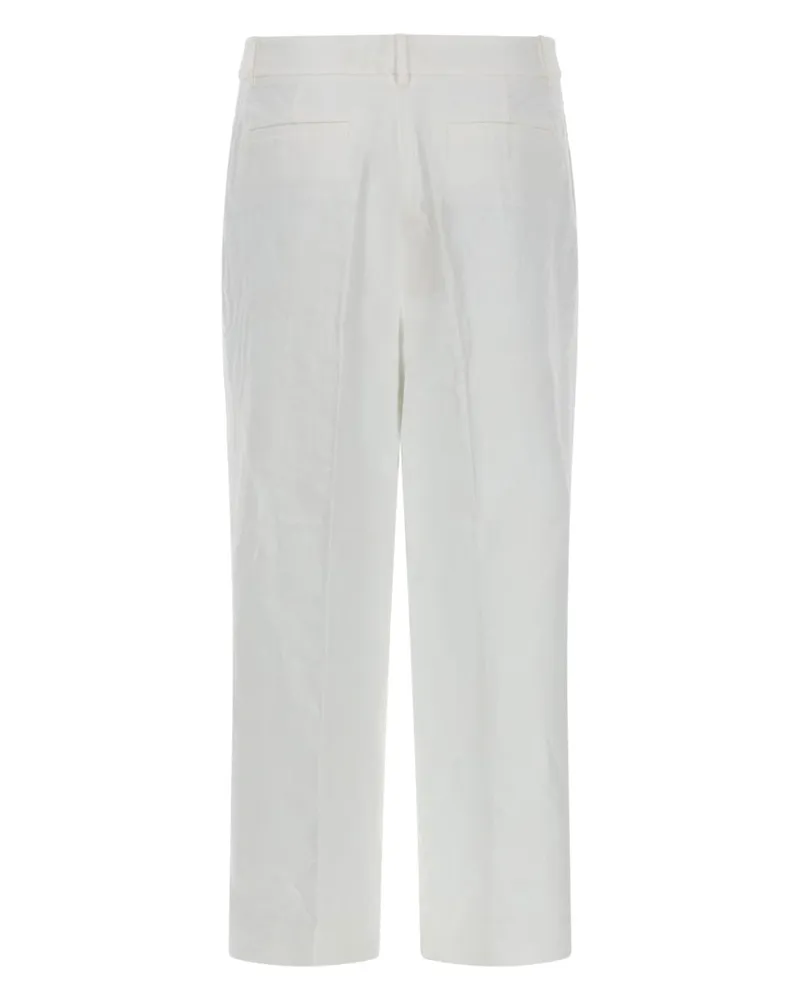 Michael Kors Linen-Cotton Wide Leg Trousers — White White