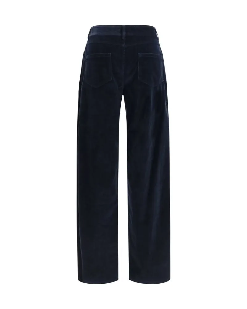 Max Mara Corduroy Velvet Palazzo Trousers — Navy Navy