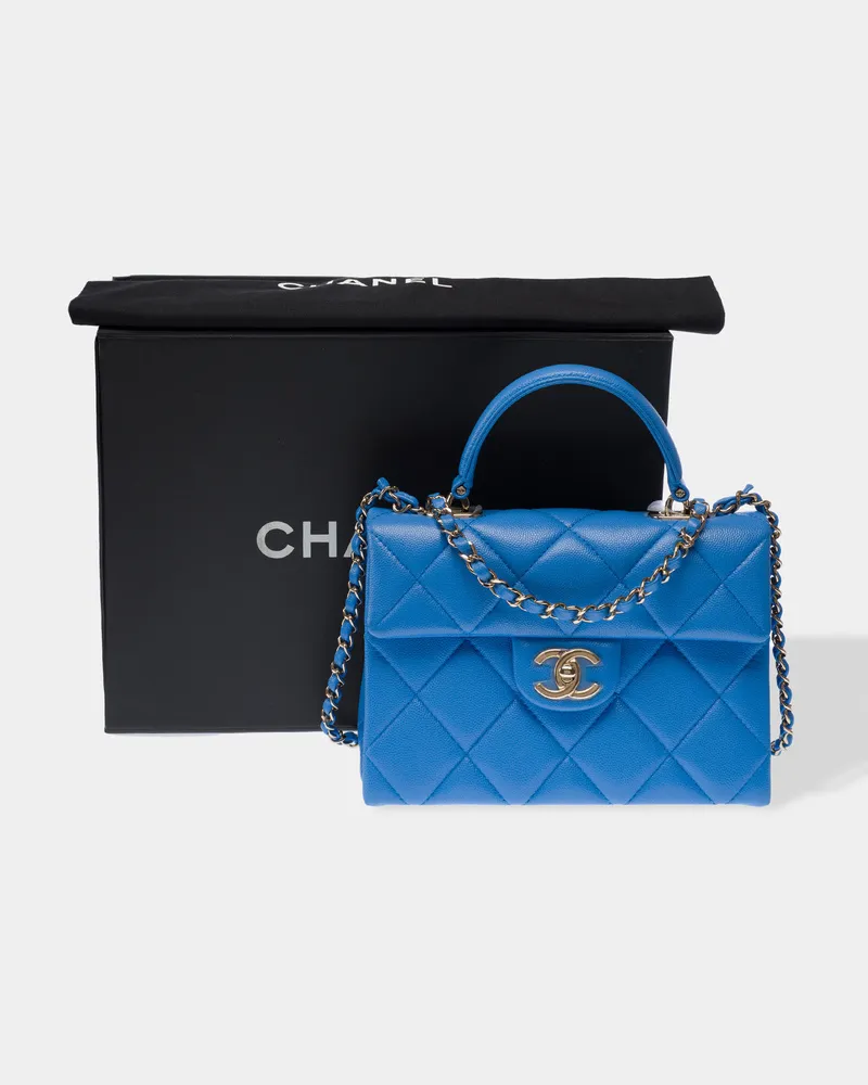 Chanel Mini Top Handle Flap Bag — Blue Blue