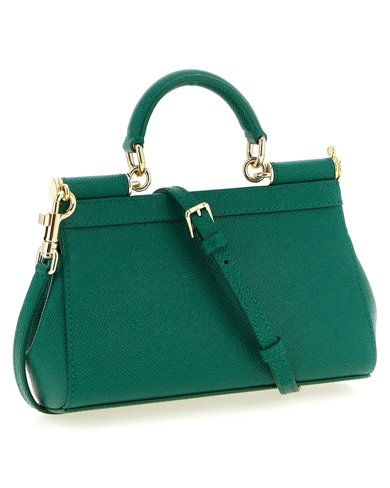 Dolce & Gabbana Women's Sicily Top Handle Bag Green Calfskin Leather Green
