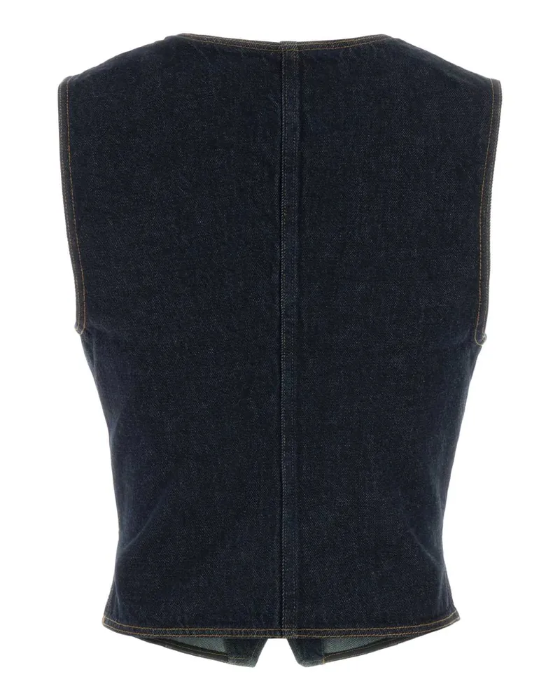Frame Denim Women's Denim Vest Rinse Exterior: Cotton Giacche E Gilet Jacket Blue