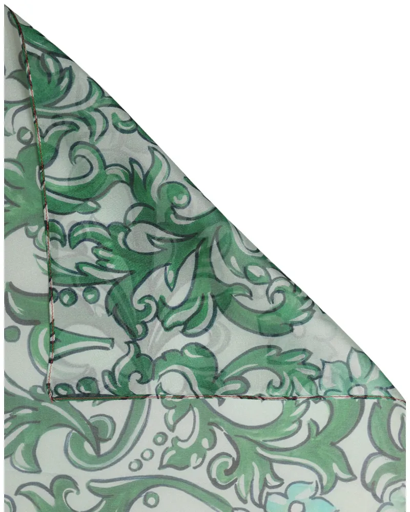 Dolce & Gabbana Silk Floral Print Scarf — Green Green