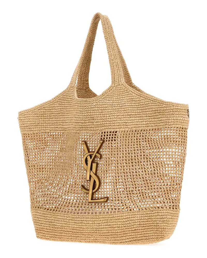 Saint Laurent Women's Raffia Maxi Icare Shopping Bag Naturale Borse A Mano Beige