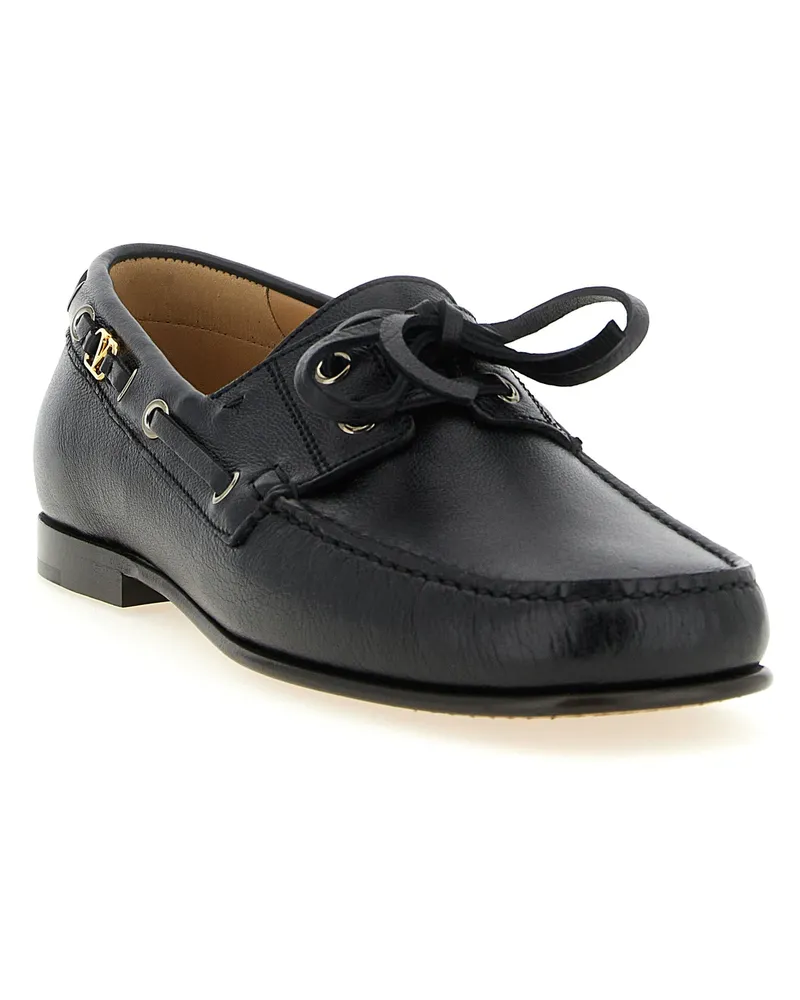 Valentino Garavani Men's Black Buffalo Leather Slip-On Loafers Black