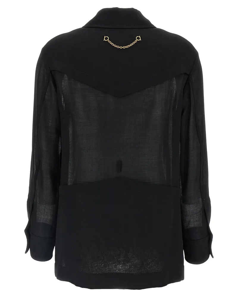 Ferragamo Women's Black Virgin Wool Blouse Black