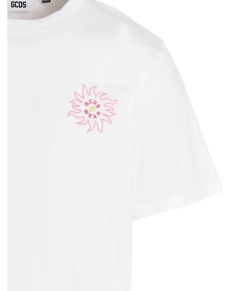 GCDS Logo-Embroidered Cotton T-Shirt — White White