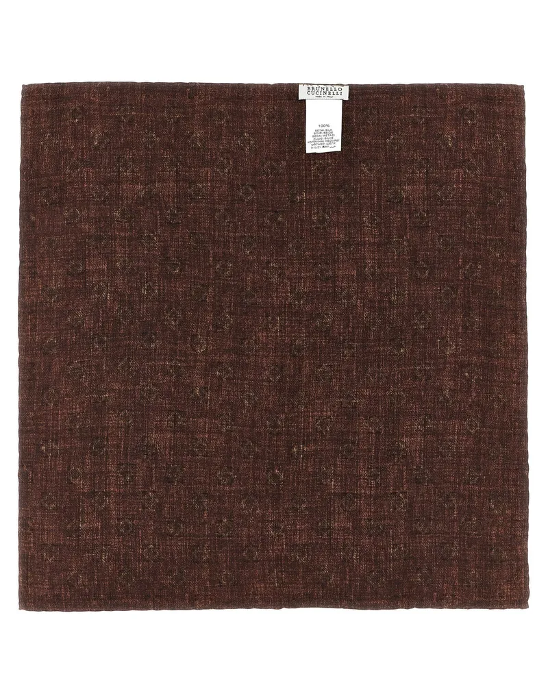 Brunello Cucinelli Geometric-Patterned Silk Clutch — Red Red