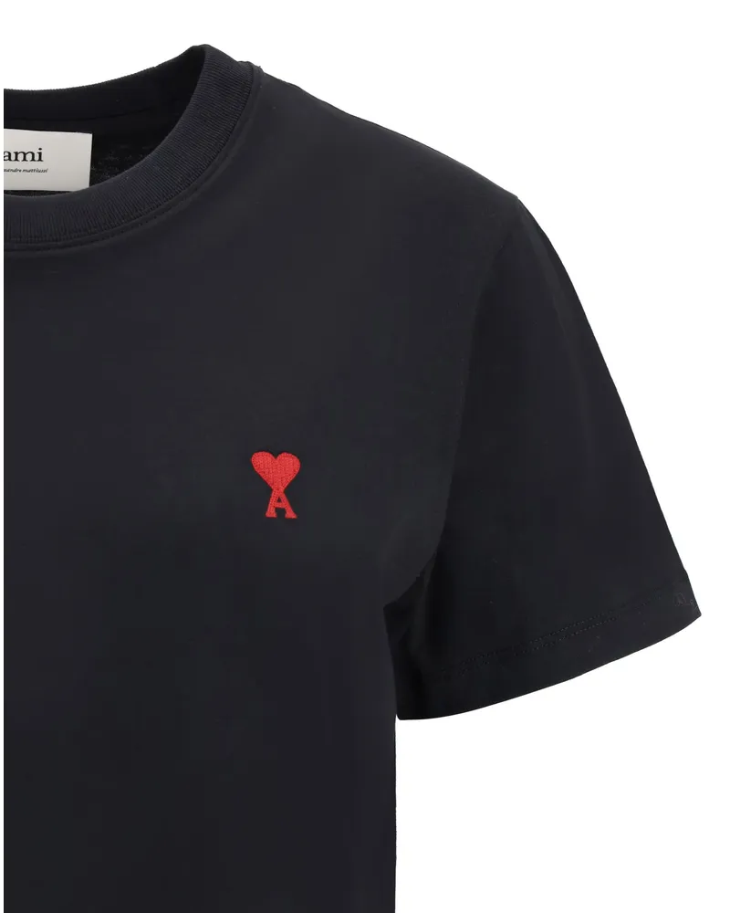 AMI Paris Women's T-Shirt Black Cotton T-Shirts & Jerseys 