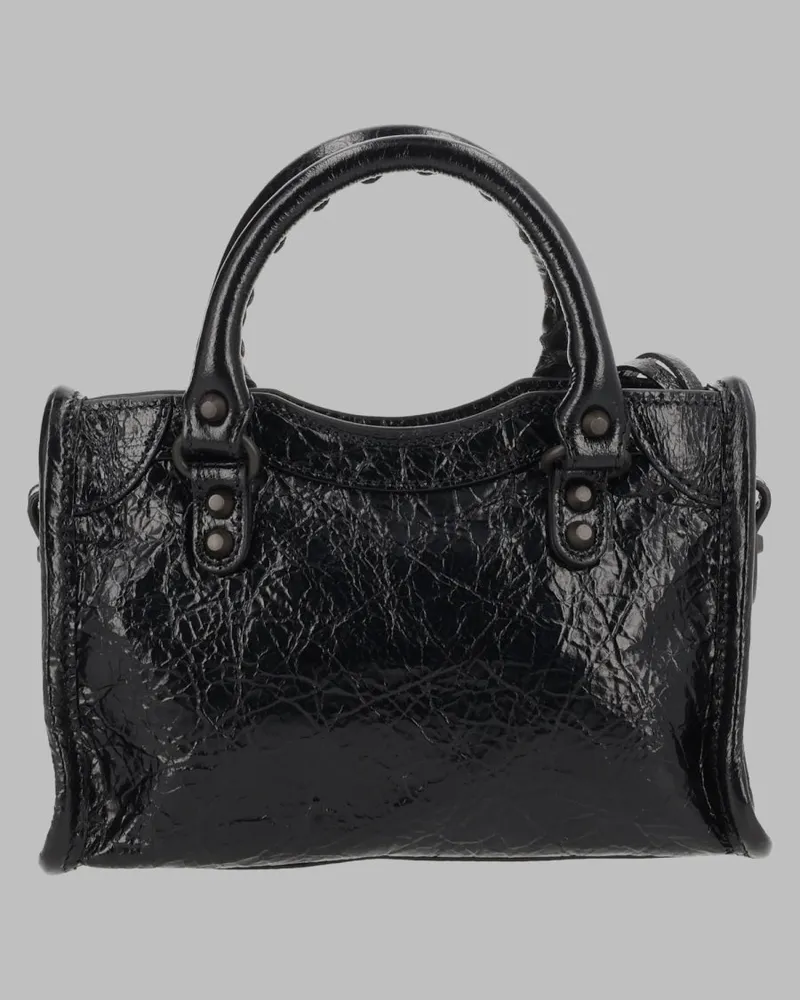 Balenciaga Le City Lambskin Leather Top Handle Bag — Black Black