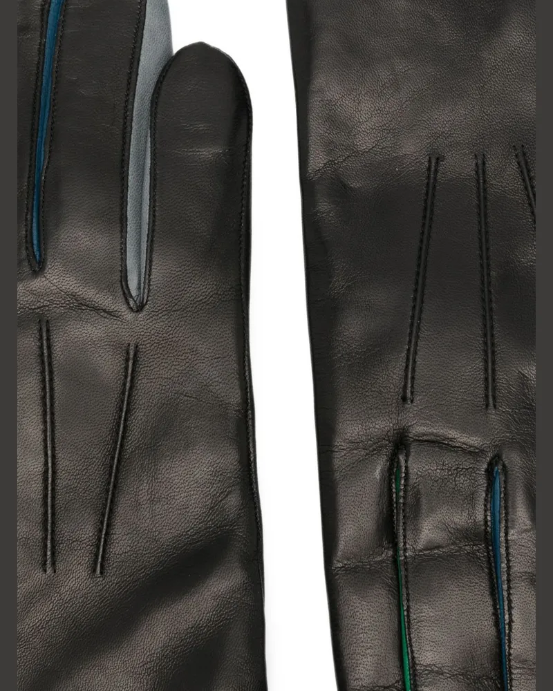 Paul Smith Leather Pin-Tucked Gloves — Black Black
