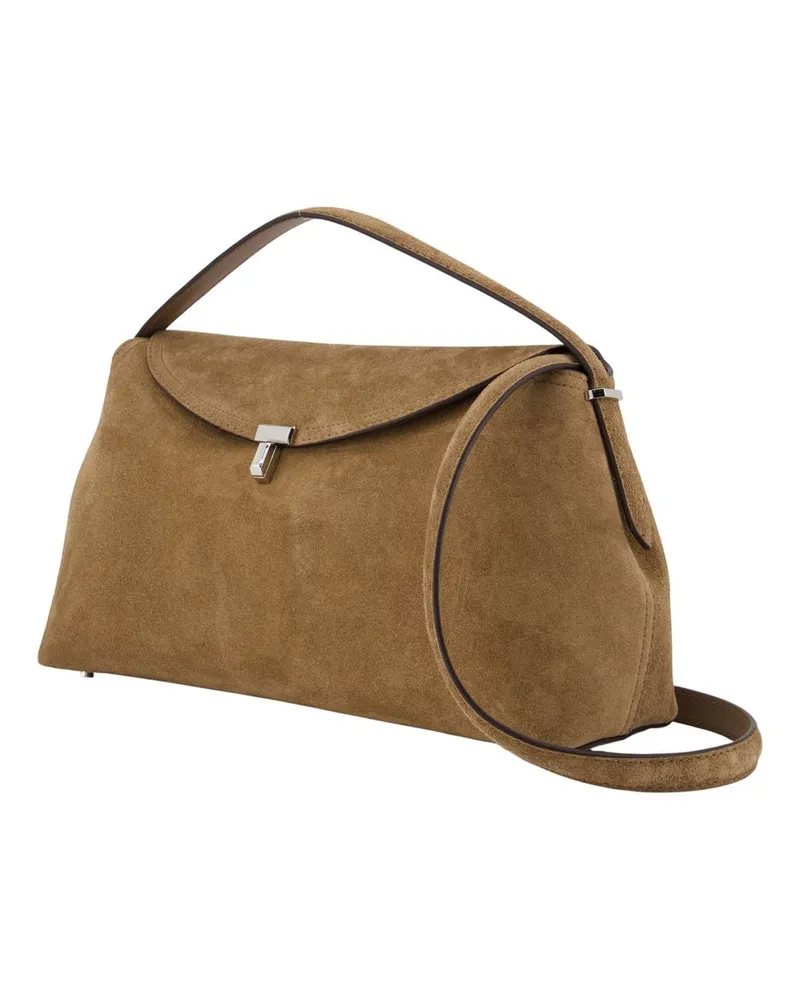 Totême Women's T-Lock Top Handle Bag Brown Calfskin Brown