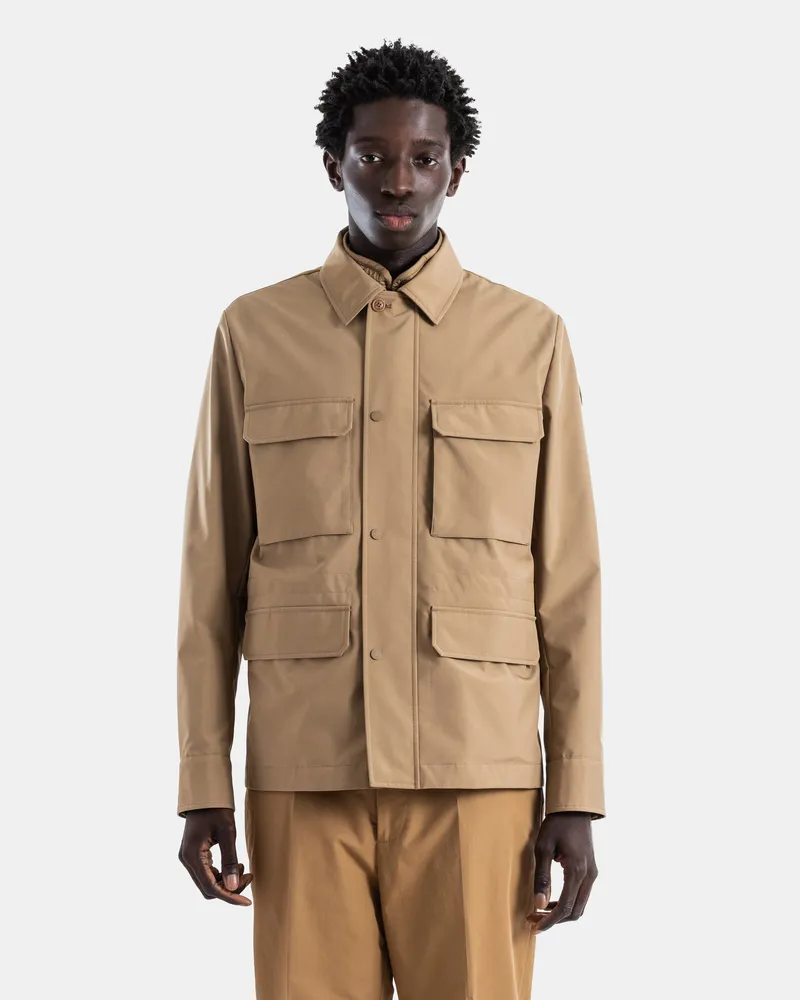 Moncler Men's Exmoor In-1 Nylon Field Jacket With Four Pockets Beige Brown Beige