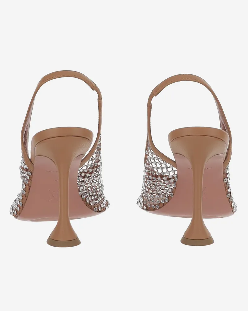 Amina Muaddi Women's Pumps Dolly Crystal Light Brown Suede Brown