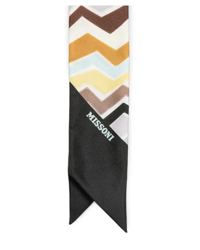 Missoni Zig-Zag Patterned Silk Scarf — White White