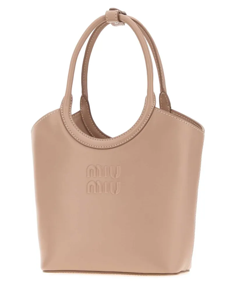 Miu Miu Women's Antiqued Pink Leather Ivy Handbag Cammeo Borse A Mano Bag Beige