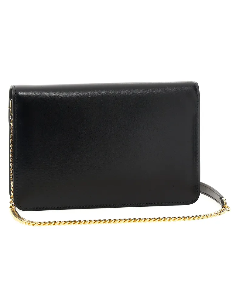 Tom Ford Leather with Gold-Tone Hardware Crossbody Bag — Black Black