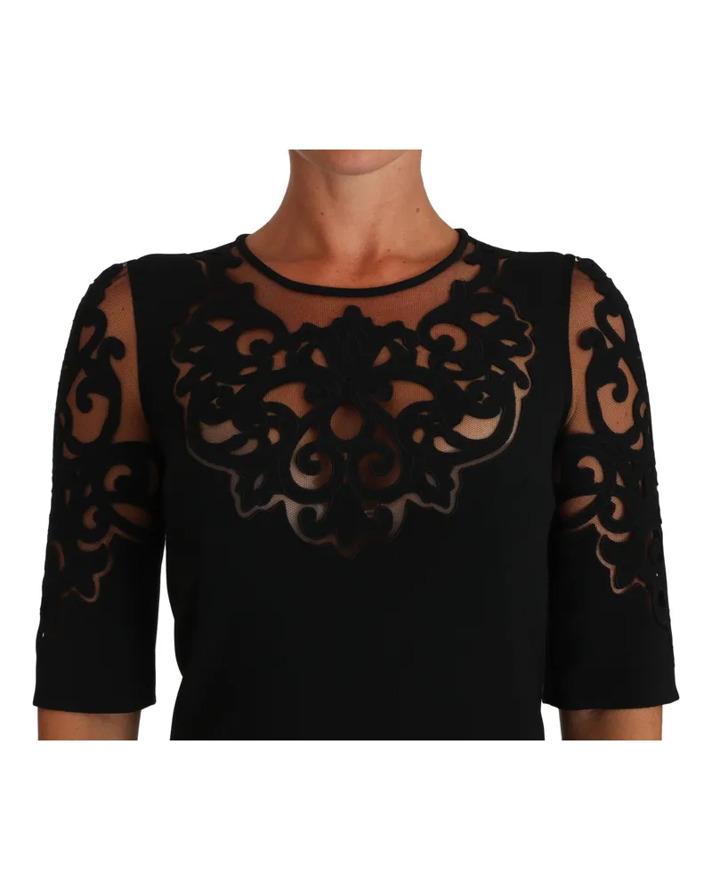 Dolce & Gabbana Women's Black Floral Cut Out Pattern Coctail Dress Viscose Black