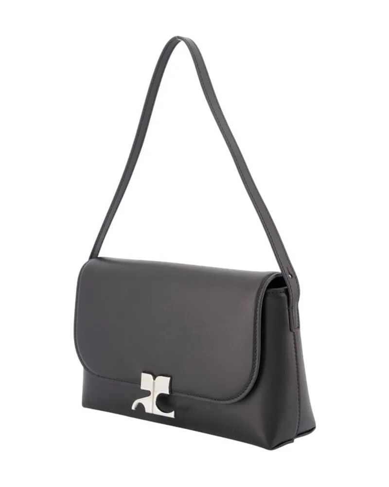 Courrèges Women's Icotype Shoulder Bag -  Leather Black Cowhide Shoulder-Hobo-Bags Black