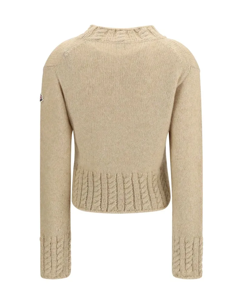 Moncler Alpaca-Blend Cable-Knit Sweater — Beige 