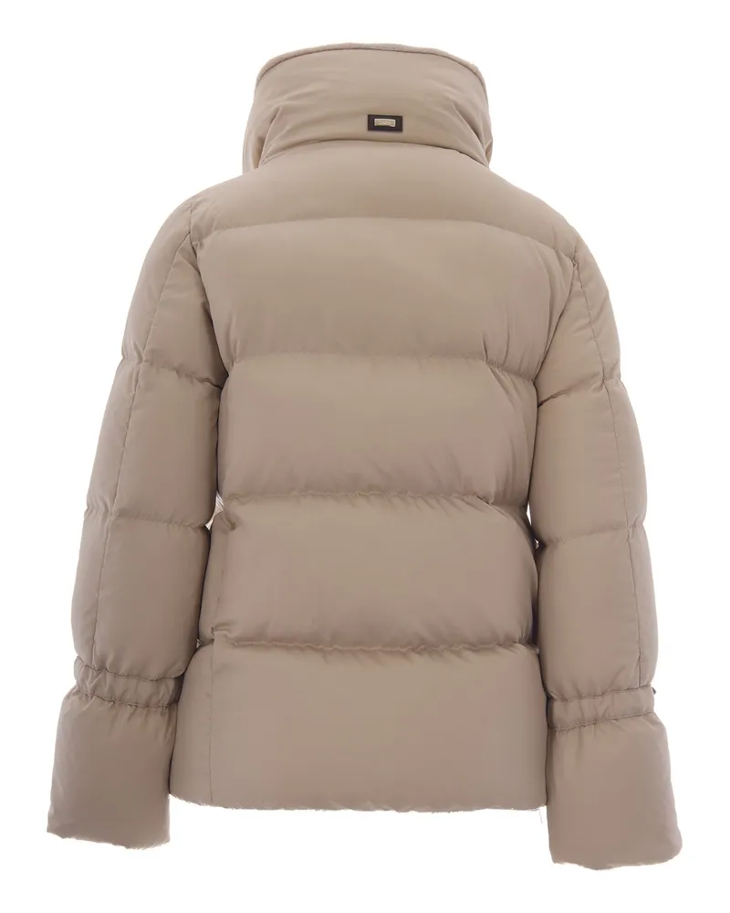 Herno Quilted with Calfskin Collar Down Jacket — Beige Beige