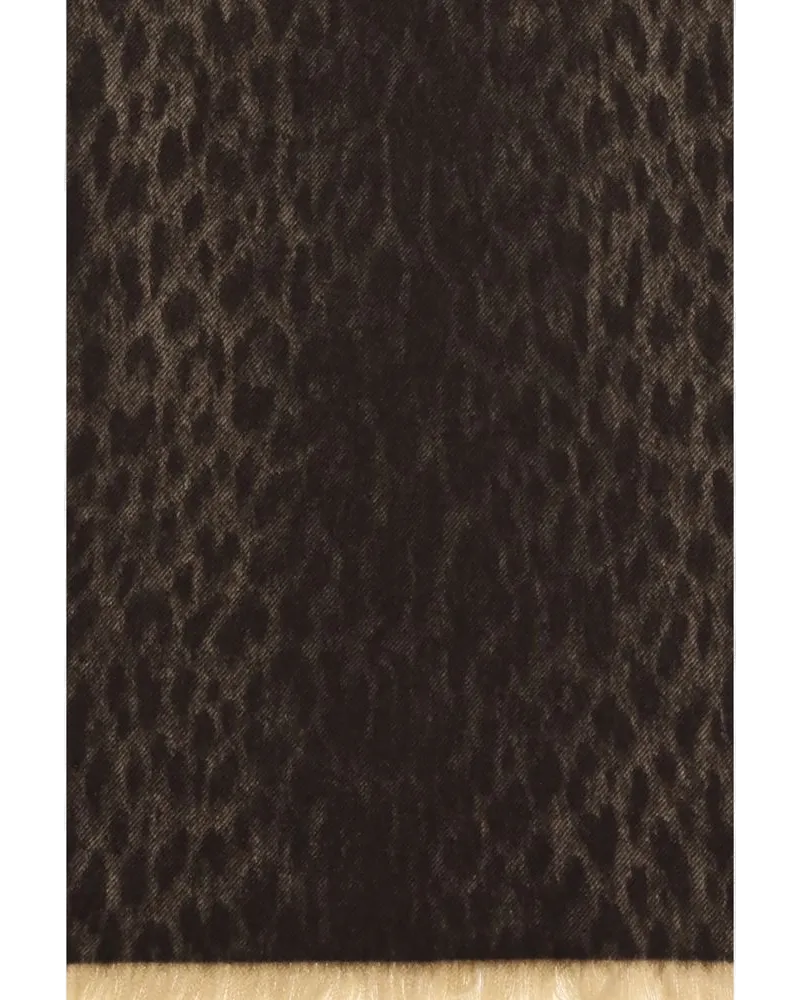 Gucci Reversible Leopard-Print Wool Scarf — Brown Brown