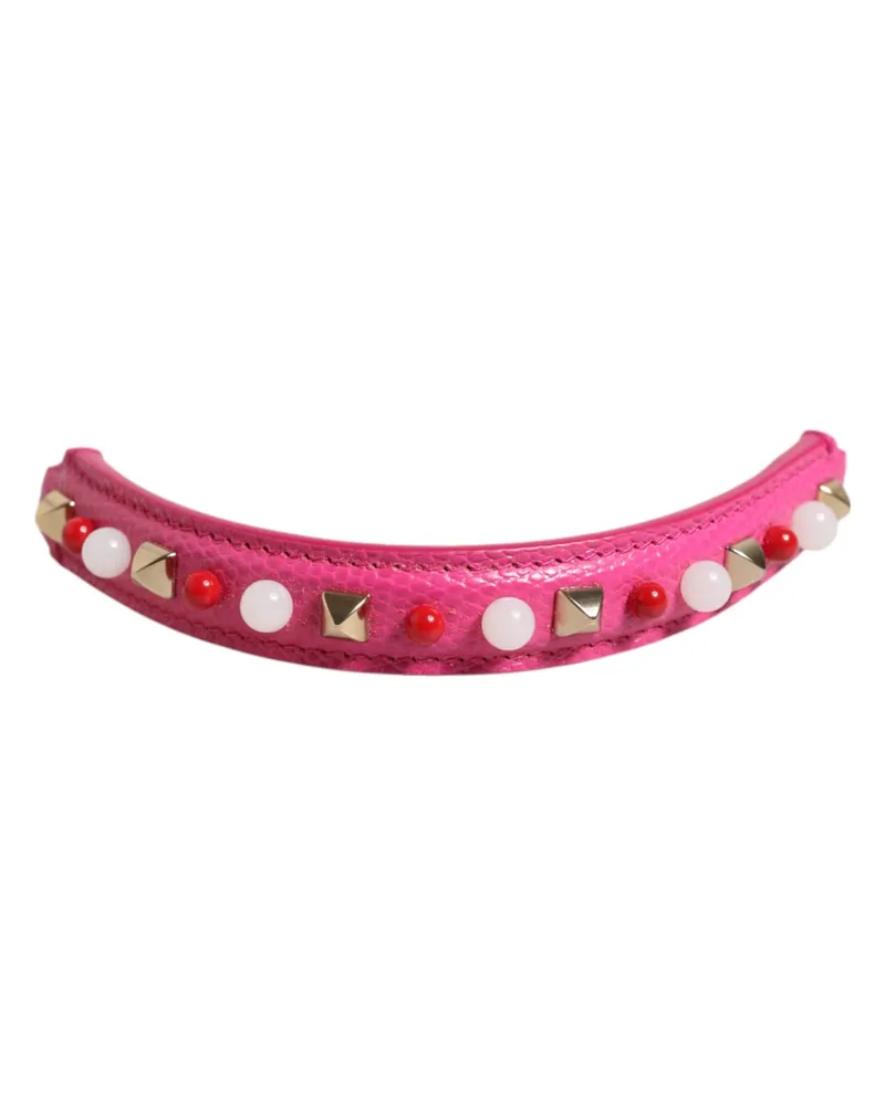 Dolce & Gabbana Pink Embellished Leather Bag Handle Women Shoulder Strap Calf Accessory Pink
